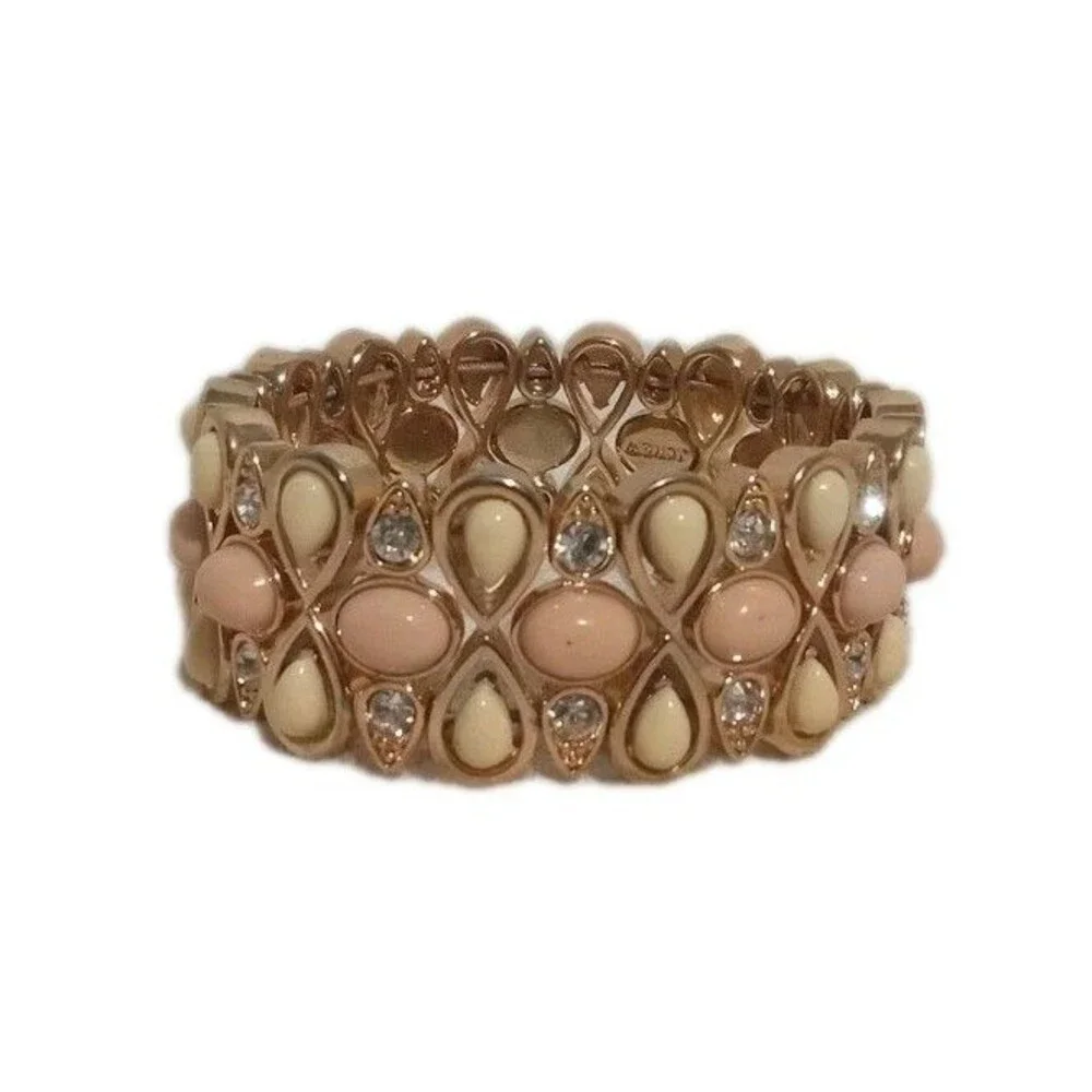 J.Crew Stretchl Bracelet Stone Crystal Gold Tone Metal